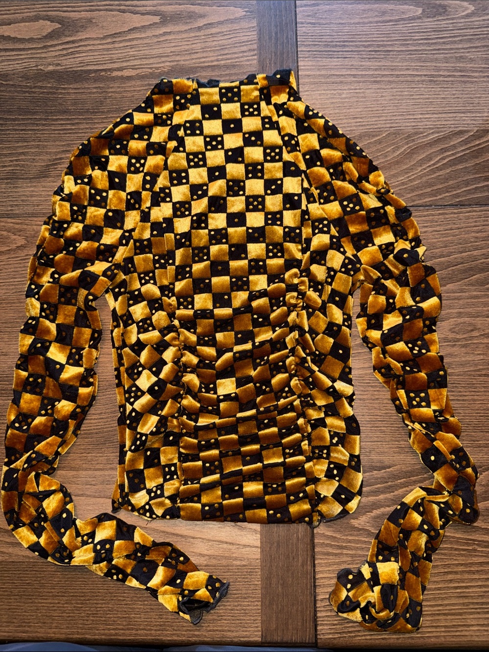 Sheer dice-pattern mock turtleneck